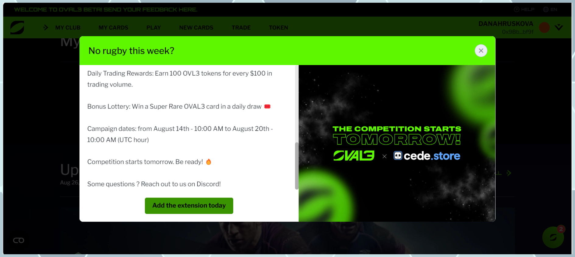 Pop-up in BAMG Sports application